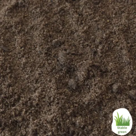 Fijn egaal bruin zandsubstraat met Stablegreen-logo in de hoek