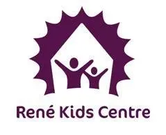 Logo van René Kids Centre met twee kinderfiguren in een huis