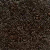 Donkerbruine daktuingrond met roodbruine korrels tussen fijn zand