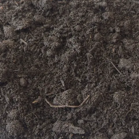 Donkerbruine groencompost met takjes en fijne houtresten